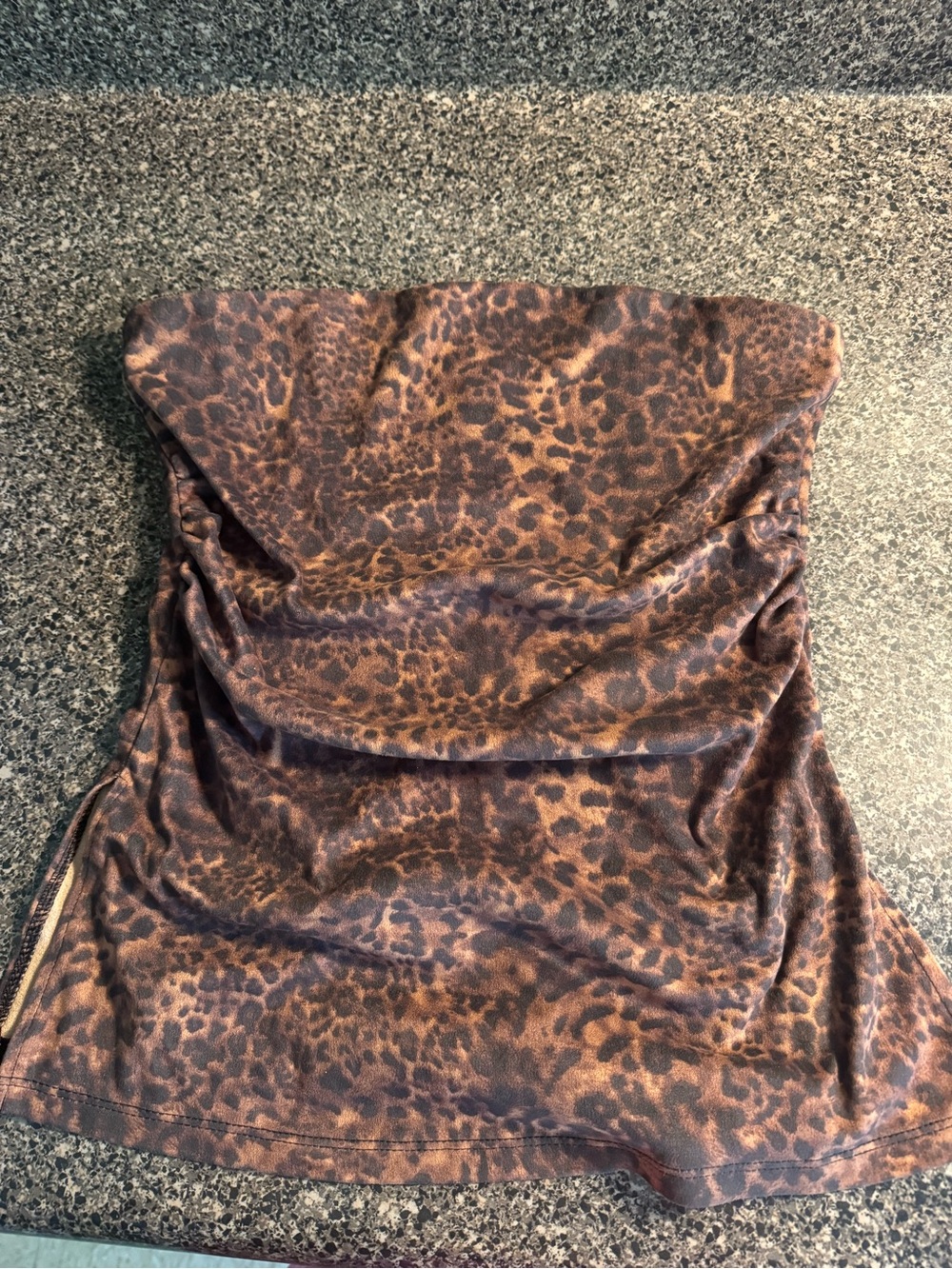 Strapless Leopard Print Tube Top Size Large With Slits On Both Sides of Top